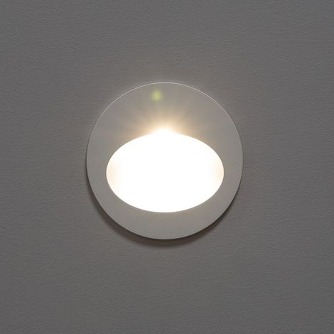 LED Wandeinbauleuchte Außen 3W Rund Aluminium Weiß Coney 2700K Warmweiß
