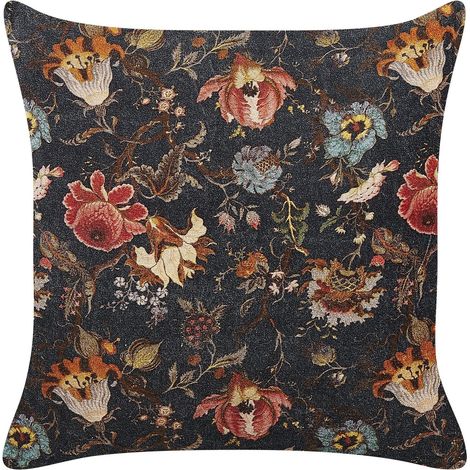 Throw Cushion RAMONDA Velvet 45 x 45 cm Multicolour Floral Pattern (1/5)
