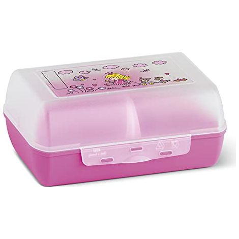 Emsa 513794 Variabolo Clipbox con Divisorio Rimovibile, Decorazione Princess, Rosa (1/4)