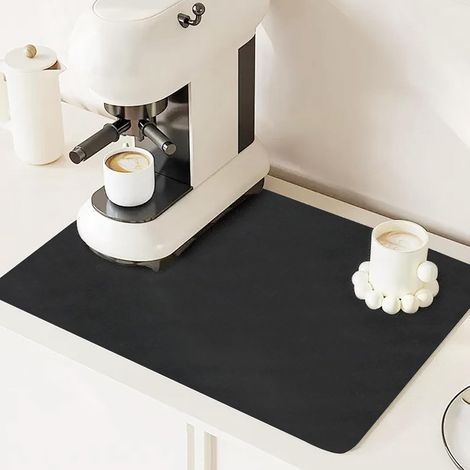 Tapis de robinet lot de 1 en terre de diatomée gris noir antidérapant avec fonction égouttage et séchage pour évier et plan de travail de cuisine (1/5)