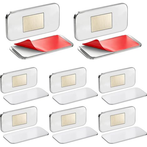 3mm Ultra Thin Magnetic Cabinet Door Catch, Pack of 8 Powerful Magnetic Latches, Rustproof Stainless Steel, Self-Adhesive, No Drilling Required, for Cabinets, Drawers, Sliding Doors, Bathrooms (1/5)