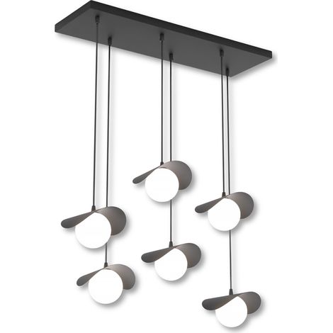 Lampadario RITUAL nero vetro sfere bianche 6xG9 Emibig (1/5)
