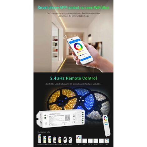 Controller Regolatore LED Wi-Fi 5 in 1 Striscia LED monocolore/CCT/RGB/RGBW/ RGBWW 12/48V DC MIBOXER Monocolor / CCT / RGB / RGBW / RGBWW