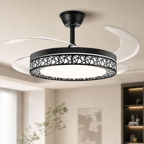 Ventilateur de plafond LED 72W, Ø108cm, lumière spectre complet Ra98, 6 vitesses réversibles, télécommande, design étanche facile à nettoyer