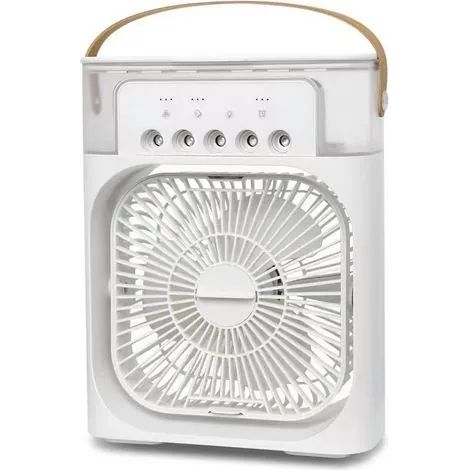 Climatiseur portable, mini climatiseur portable 600 ml, mini ventilateur, 3 vitesses, 3 modes de brumisation, 7 veilleuses, minuterie 2-8 heures pour le bureau [Classe énergétique A] (1/3)