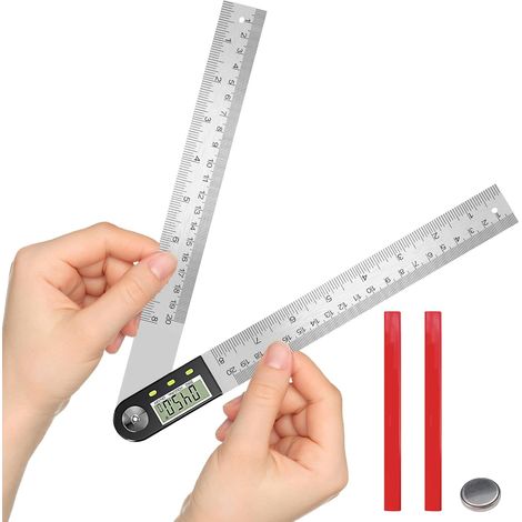 Rapporteur D'angle Numerique, 8in/200mm Rapporteur Numérique à Double Échelle, Rotation 360°, avec Écran LCD et Fonction de Verrouillage, pour Travail du Bois, Construction et Mesure (1/5)