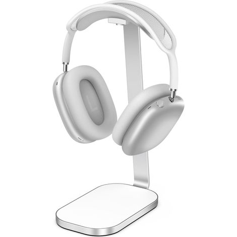 Support de casque robuste pour AirPods Max, accessoire de bureau en aluminium, ABS et silicone - Blanc (1/4)