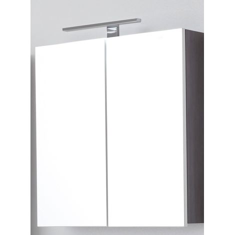 Spiegelschrank LISBOA-19 in Sardegna Rauchsilber mit Beleuchtung, B/H/T: ca. 60/67/18 cm (1/5)
