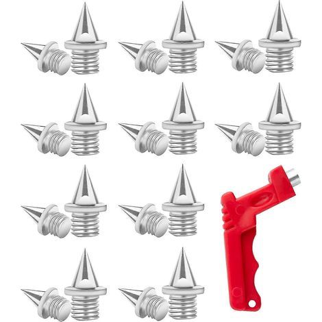Lot de 100 pointes de rechange avec clé à clous, en acier inoxydable, pour chaussures de sport (saut en longueur, athlétisme, sprint), couleur argent. (1/5)