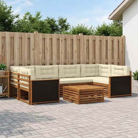 vidaXL Outdoor-Sofagarnitur mit Kissen 7 pcs Natur und Creme Polyester (1/5)