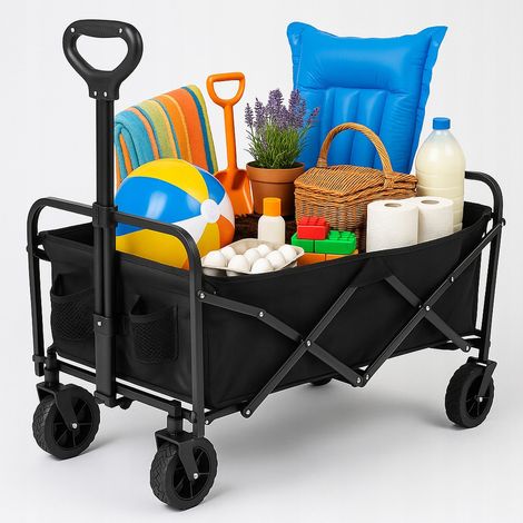 Gartenwagen, Transportwagen, Touristenwagen, faltbar, Strandwagen, schwarz, leicht (1/5)