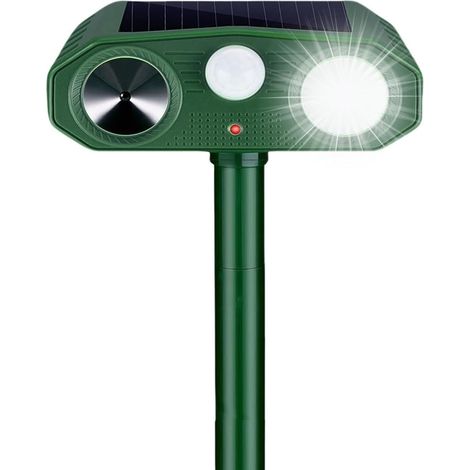 Ultrasonic Cat Repellent, 3 Modes: Solar & USB Powered, IP54 Waterproof Outdoor Cat Repellent with Detector and Flash for Cats, Dogs, Mice, Raccoons, and Garden Animals (1/5)
