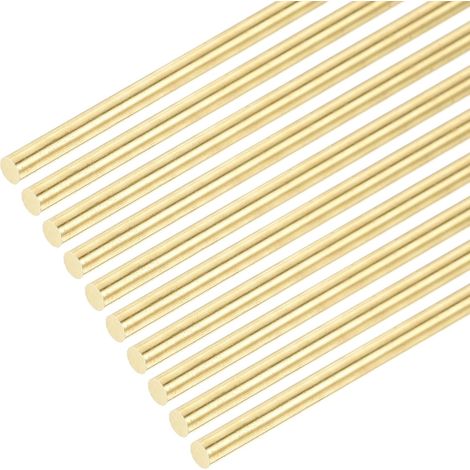 12 Pcs 4mm x 100mm Brass Rods, Round Solid Brass Rod for DIY Welding Rods, Tower Bar, Stock for Drift Punches, Model Tree, Plane Car (1/5)