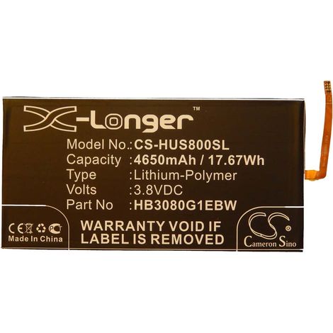 vhbw Akku kompatibel mit Huawei Mediapad S8-701w, S8-306L, S8-701u, S8-303L, S8-301U, S8-301w, M1 8.0, S8-301L Notebook (4650 mAh, 3,8 V, Li-Polymer)