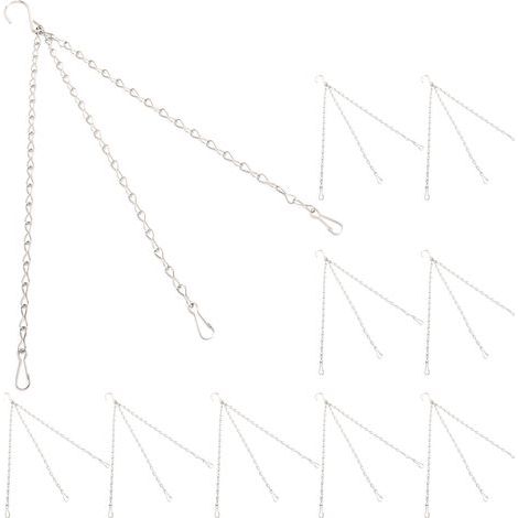 Chane suspendue avec crochets, 10 pièces, 8 brins simples, en fer, pour Pot de fleur de jardin, cintres pour plantes, remplacement (1/5)