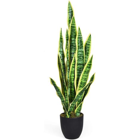 Costway – Plante verte artificielle sansevieria 90 cm – 20 feuilles réalistes – Pot 16 cm – Matériaux PEVA durables – Décor intérieur et extérieur (1/5)