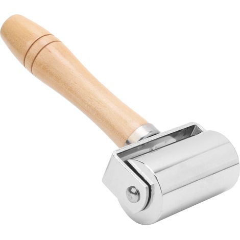 Presse à cuir à rouleau pour bords, outil de bricolage en cuir avec manche en bois, argenté, 60 mm / 2,36 po (1/5)