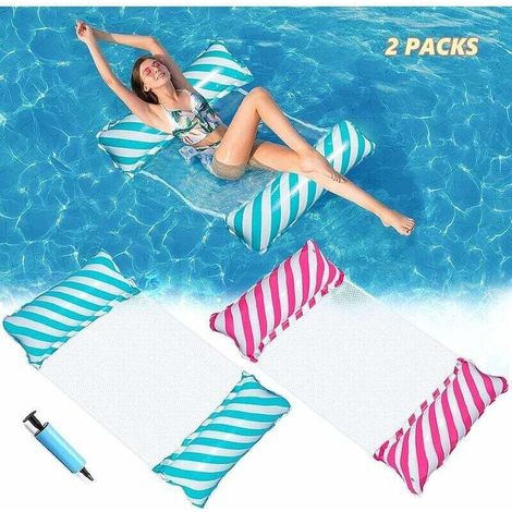 Pack Inflatable Water Hammock, 4-in-1 Inflatable Pool Hammock, Foldable Swimming Hammock, Ultralight Floating Bed, Lounge Chair Floating Bed for Beach Parties and Vacations for Adults MUMU (1/4)