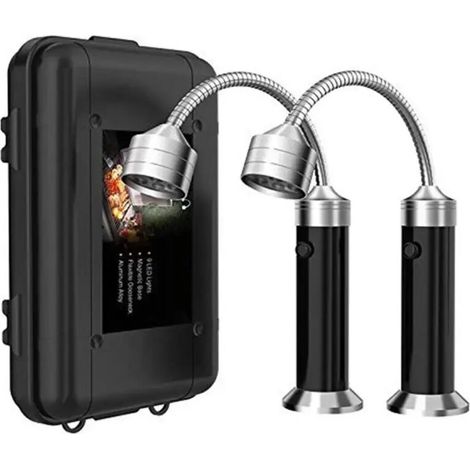 LITZEE Lumi�re magn�tique de Barbecue Barbecue r�glable � 360 degr�s Super lumineux r�sistant aux intemp�ries �clairage de Barbecue en plein air accessoire de Barbecue - 2pcs (1/5)