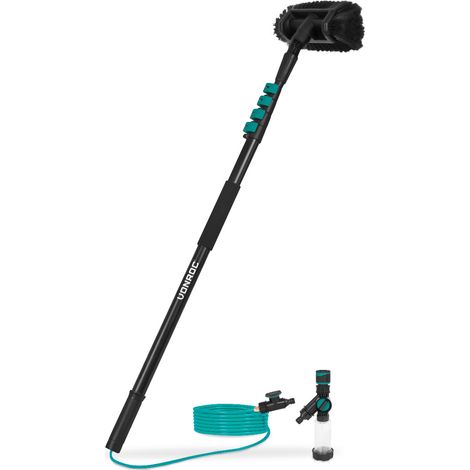 VONROC Spazzola telescopica - 4,60 m - Include spazzola multiuso, tubo flessibile da 6 metri e dispenser di sapone