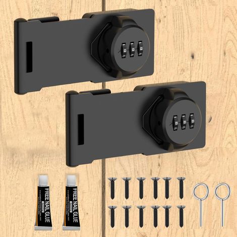 Lot de 2 serrures à combinaison à 3 chiffres - Serrure de sécurité - Serrure à combinaison de 10,2 cm - Pour petites portes, armoires, porte de grange, salle de bain, extérieur, garage (1/5)