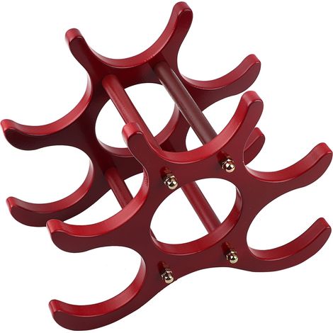 Porte-bouteilles en bois pour bouteilles de vin rouge (6 bouteilles) (1/5)