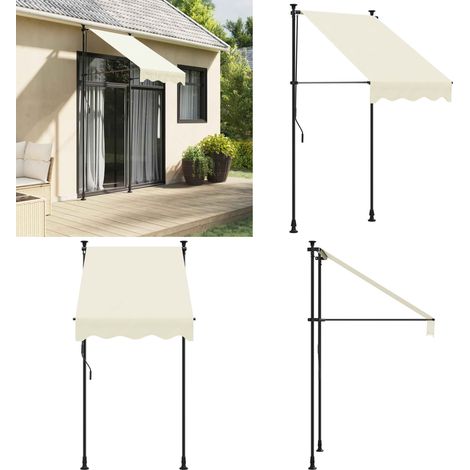 Auvent rétractable crème 100x150 m tissu et acier - Auvent rétractable - Auvent terrasse (1/5)