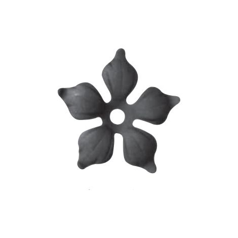 Rosace avec détails de pétales avec trou centrale- Diamètre 90mm Hauteur 10mm épaisseur 2mm- Fer forgé à souder - DECO FER FORGE
