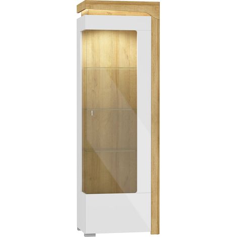Vitrine 1 porte ouverture droite LED inclus Teo Blanc et Bois (1/5)