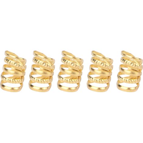 5 perles à cheveux ressort métal rétro barbe et dreadlocks pour mariage, fête, cosplay doré - pack de 5 pièces (1/5)