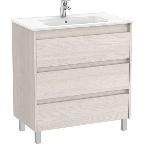 Pack Unik mueble de 3 cajones + lavabo TENET - ROCA Color: Fresno nórdico - Medidas: 685x460x740 mm (1/4)