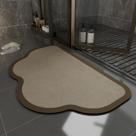 Boue de diatomées sable fin brun nuage 4060cm Les tapis de sol en terre de diatomées sont faciles à nettoyer et conviennent aux salles de bains, toilettes et sanitaires. Ils sont résistants à l'usure (1/5)
