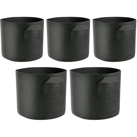 Sacs de culture pour plantes, lot de 5, jardinières pour légumes, pots en tissu résistant et respirant avec poignées (1/5)