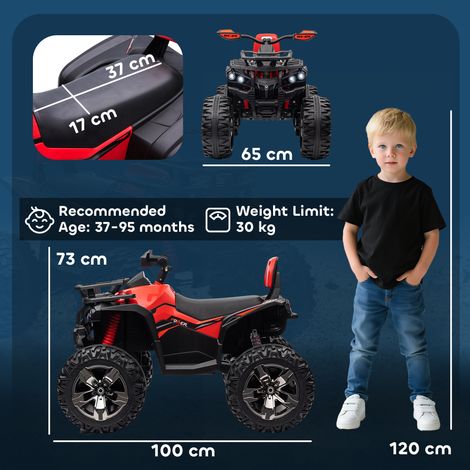 Quad électrique 12 V pour enfants avec phares et batterie rechargeable, convient aux enfants de 3 à 5 ans, 100 x 65 x 73 cm, rouge (1/5)