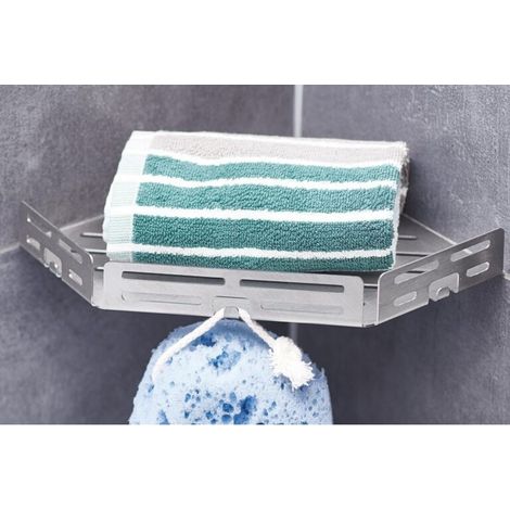 Tablette d'angle TI-SHELF LINE LM2+Gris avec rebords et crochets Gris béton (1/5)