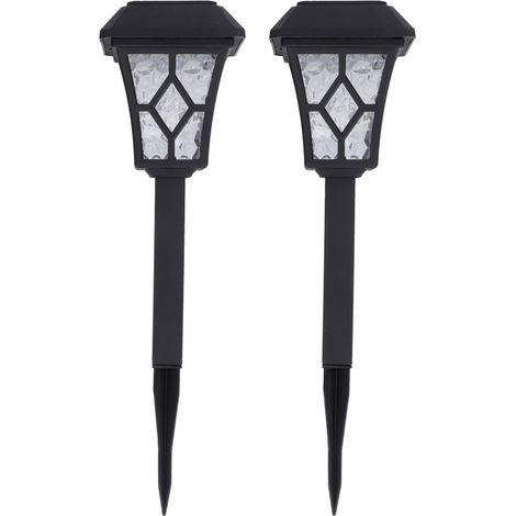 Lampe Solaire LED - Étanche IP44 - Pour Chemin Jardin Terrasse - Hauteur 30 cm - Noir - Lot de 6 (1/5)