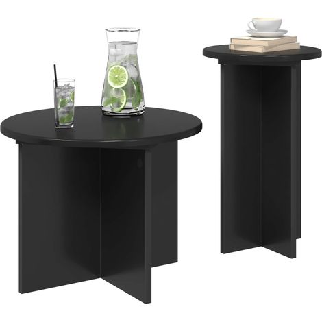Maison Exclusive - Beistelltisch-Set 2 pcs Schwarze Eiche Holzwer
