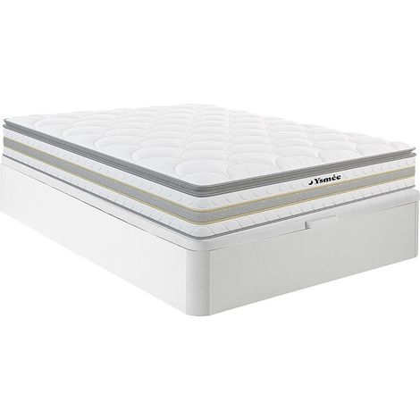 Set 140x190cm Rete vano Bianco + Materasso molle insac. e topper integrato sp.29cm - CANTERBURY di YSMÉE