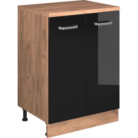 Mueble para ático Rion, Negro brillo intenso, 60 x 81.6 cm sin inclinación con 2 puertas, Vicco (1/5)
