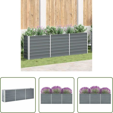 Stahl - Hochbeet Verzinkter Stahl 240x40x77 cm Grau (1/5)
