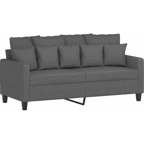 Canapé Sofa à 2 places Gris foncé 140 cm Tissu (1/5)