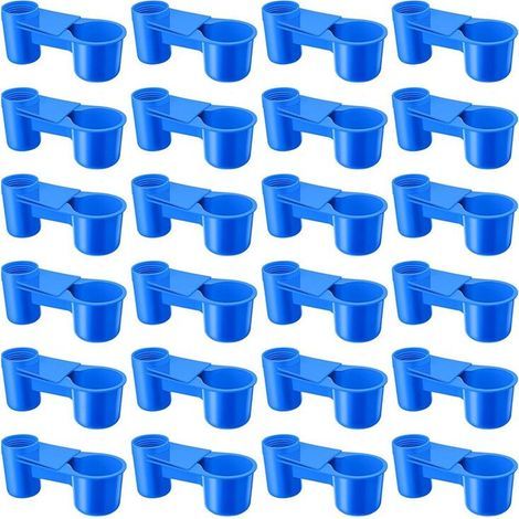 Lot de 24 Abreuvoirs pour Oiseaux, Mangeoires, Bouteilles D'Eau, Gobelets pour Cage, Idéal pour Pigeons, Poulets, Cailles, Volailles, Bleu (1/2)