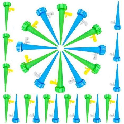 30 pièces bouteilles goutte à goutte, cônes d'arrosage goutte à goutte avec vanne réglable, système d'irrigation automatique des plantes, arrosage automatique des vacances (1/4)