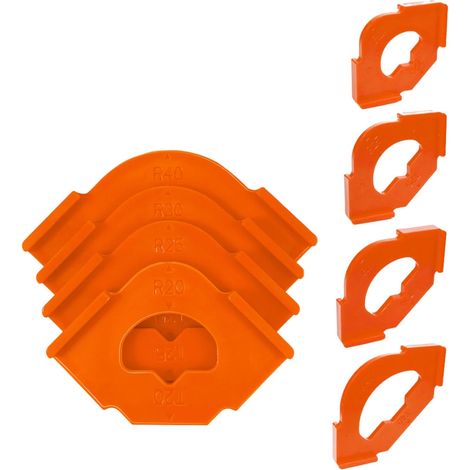 Lot de 4 gabarits de défonceuse pour le travail du bois avec positionnement rapide R20-R40 Coins arrondis Gabarits de rayon (1/5)