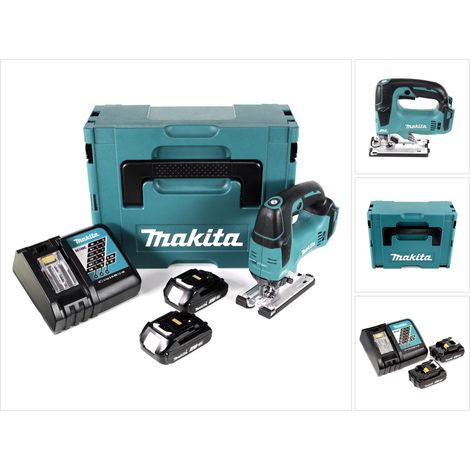 Seghetto alternativo a batteria Makita DJV 182 RAJ 18 V brushless + 2x batteria ricaricabile 2,0 Ah + caricabatterie + Makpac