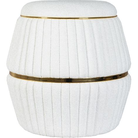 Pouf Doric 210 in tessuto bouclé bianco e oro (1/3)