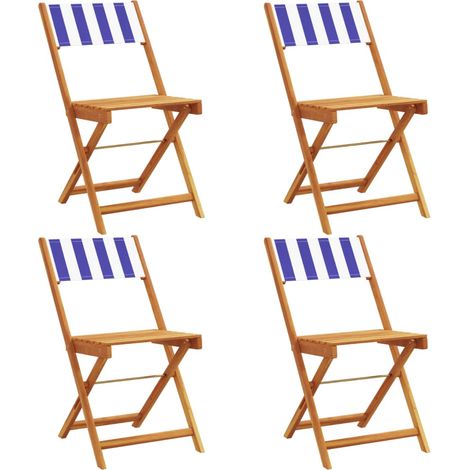 Maison Exclusive - Sedie da Giardino Pieghevoli 4pz Blu e Bianco Tessuto e Legno