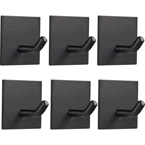 Set mit 6 robusten, selbstklebenden Edelstahlhaken für Küche, Bad, Tür, Handtuch, Mantel, Schlüssel, Bademantel (1/5)