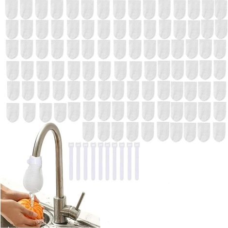 (100 Cotton+10 Straps) Sac filtrant en coton for robinet, sac de filtres à eau de robinet 2026 for robinets d'eau froide et chaude filtre tout le tartre, le sable et les sédiments (1/5)