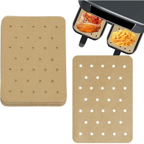 Papier Cuisson Air Fryer - Lot de 125 Feuilles de Papier Sulfurisé Perforé Antiadhésif pour Friteuse à Air, Compatible Friteuse à Air Double Ninja Foodi (1/5)